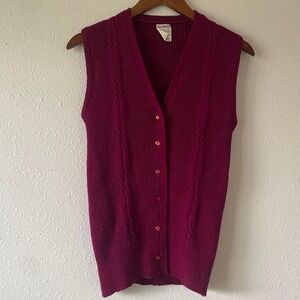 Vintage 1970s /‎ 1980s Academia Raspberry Sweater Vest